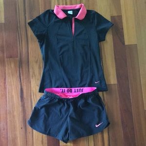 Nike top & bottom (black+pink)